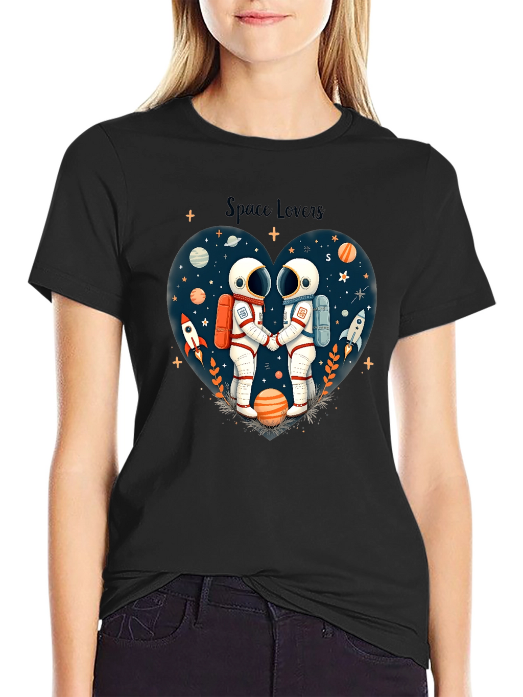 Space Lovers Graphic Tee - Unisex Astronaut Design