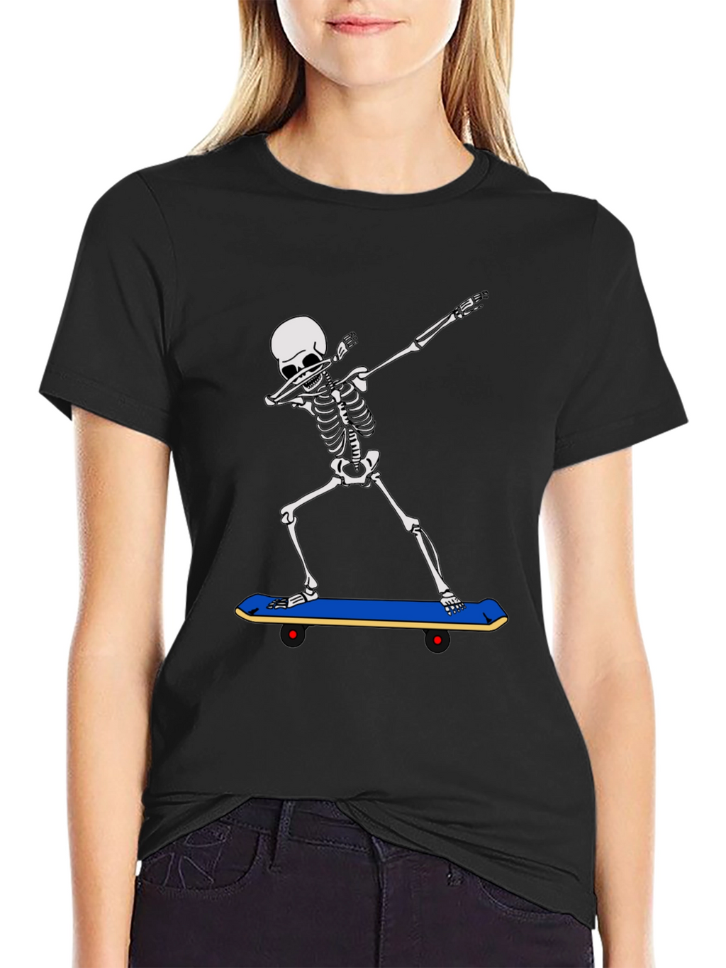 Skeleton Dabbing on Skateboard Graphic Tee