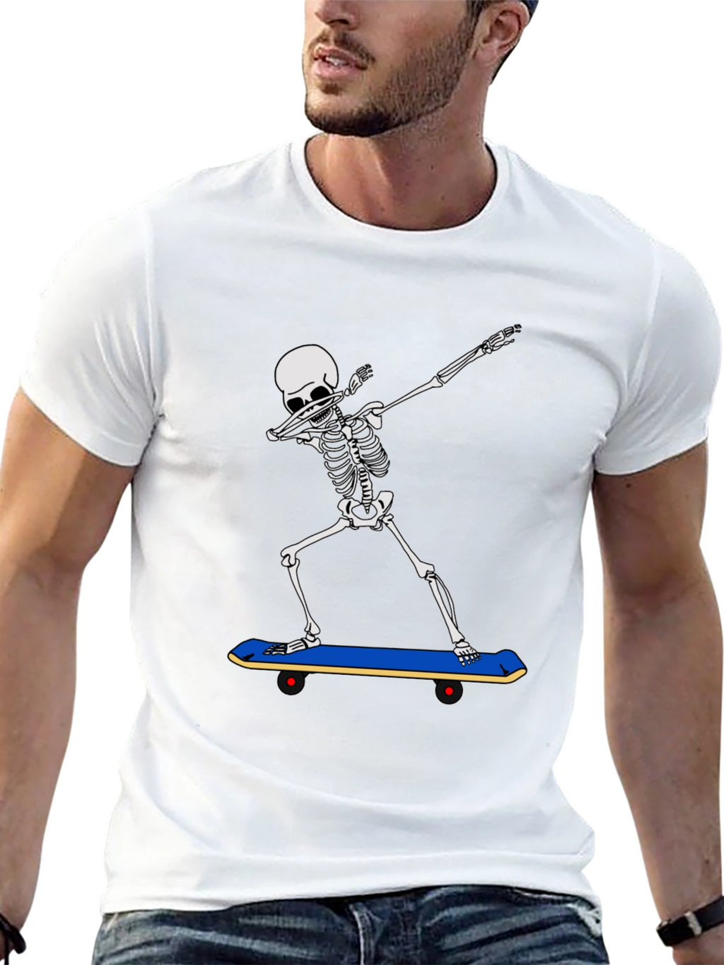 Skeleton Dabbing on Skateboard Graphic Tee