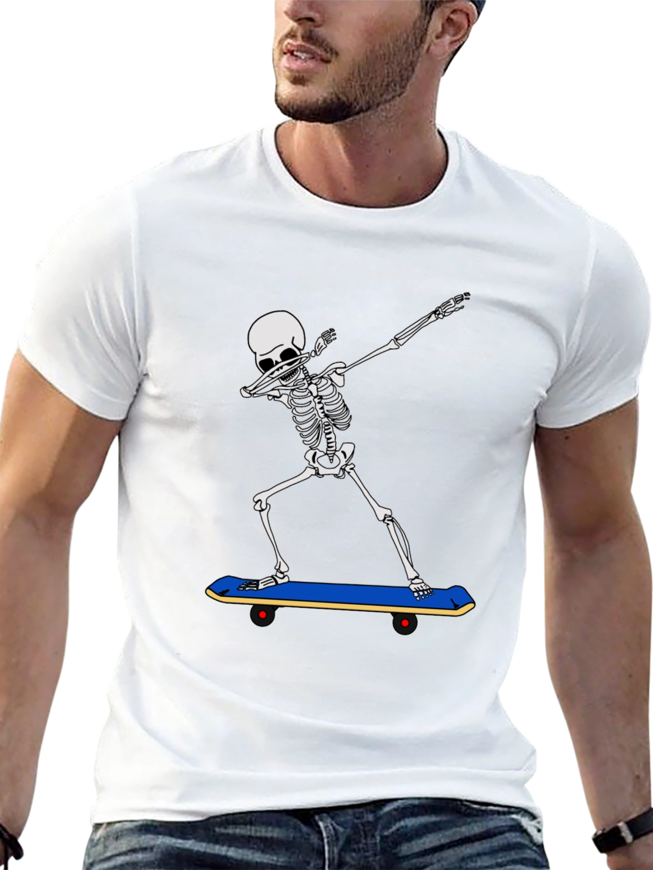 Skeleton Dabbing on Skateboard Graphic Tee