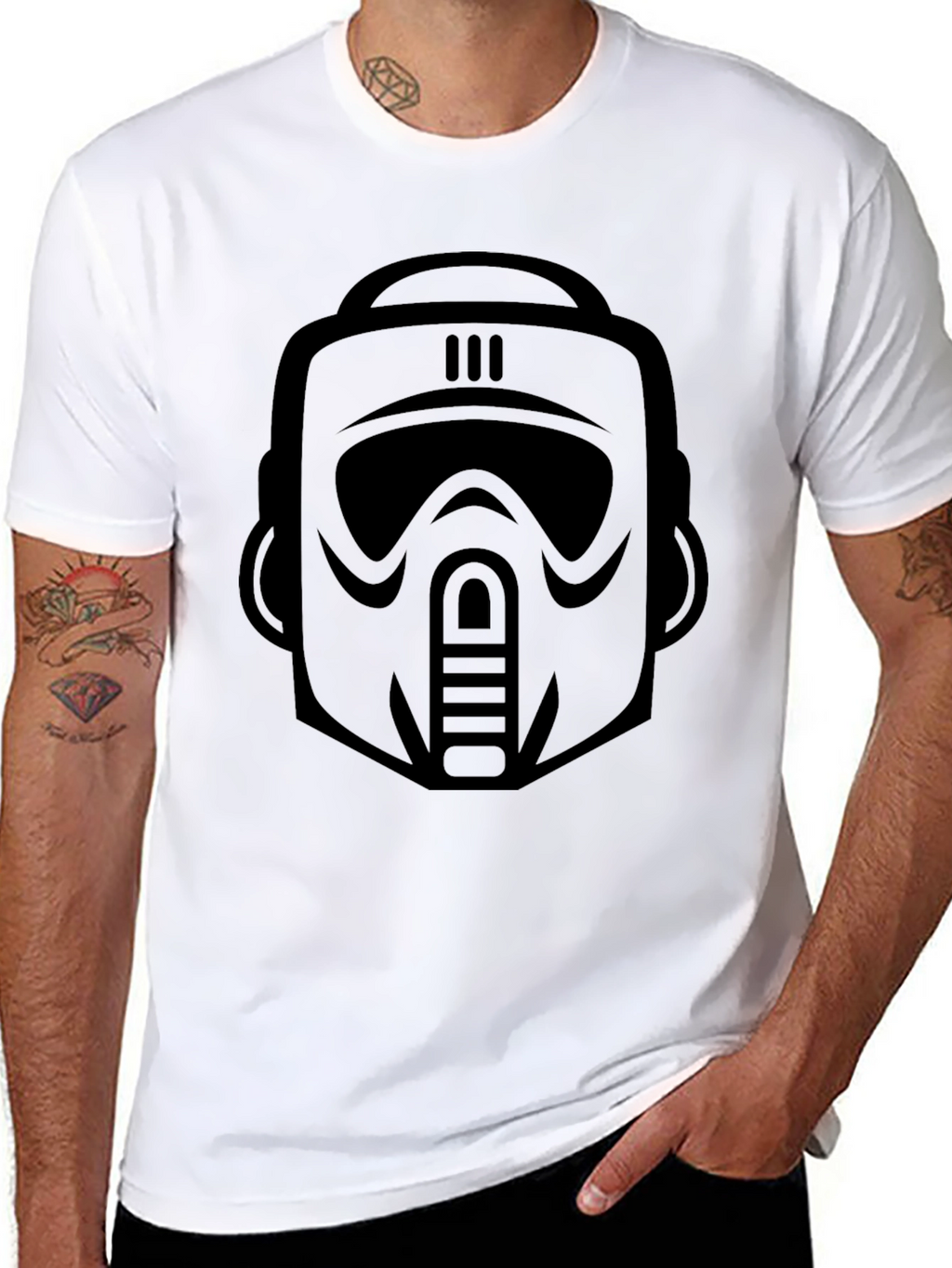 Sci-Fi Trooper Graphic Tee - Black Cotton Blend