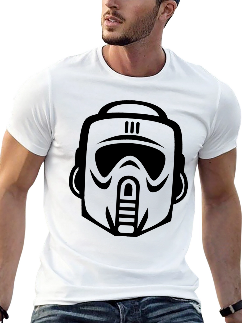 Sci-Fi Trooper Graphic Tee - Black Cotton Blend