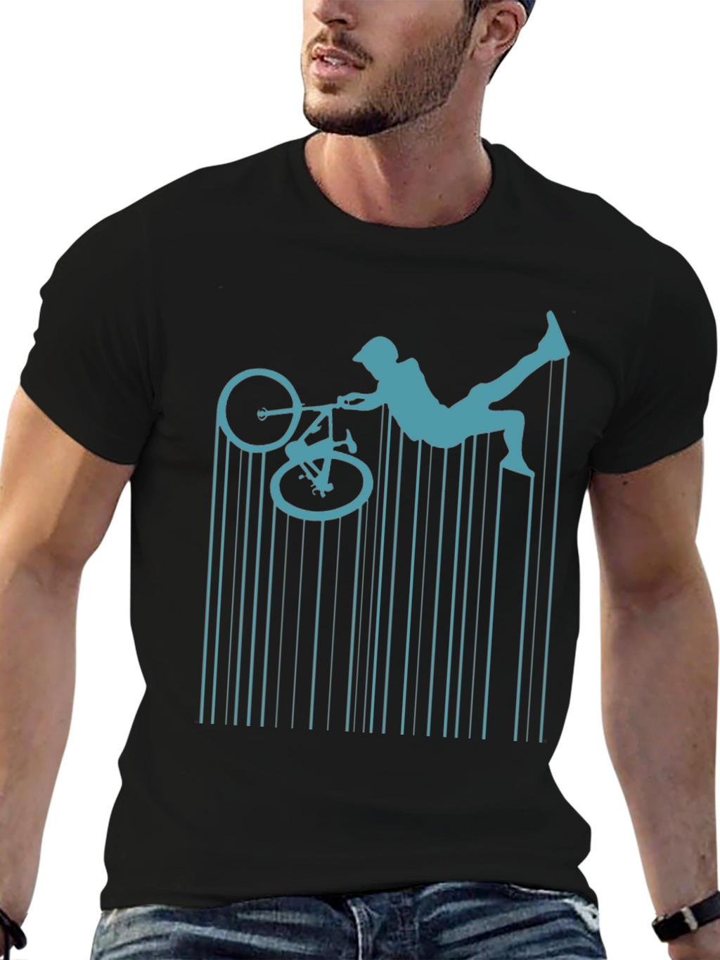 BMX Rider Graphic Tee - Black Cotton Shirt