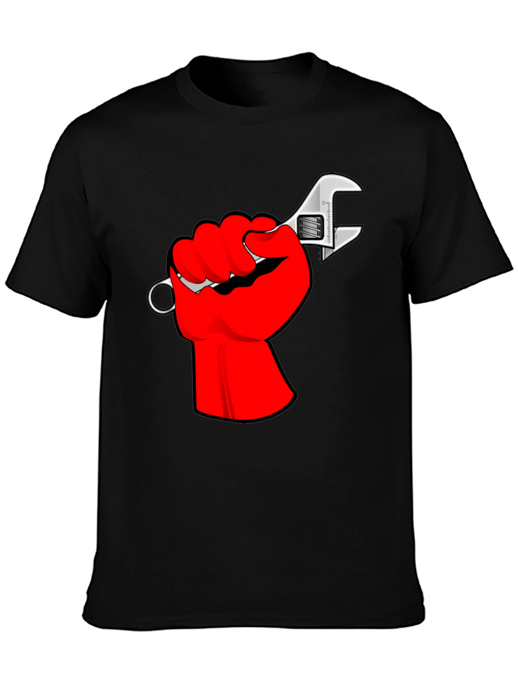 Red Fist Wrench Graphic T-Shirt - Black