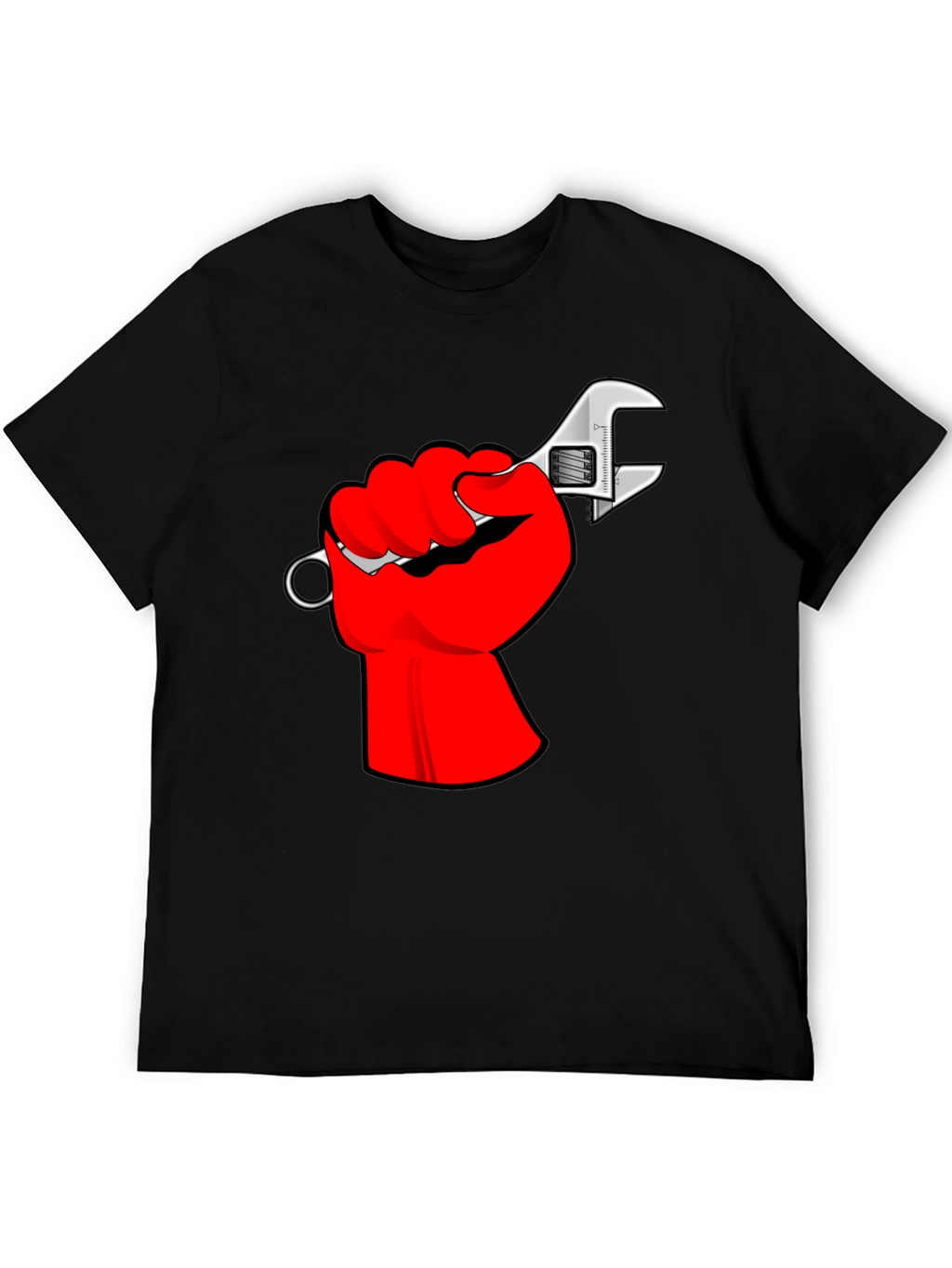 Red Fist Wrench Graphic T-Shirt - Black