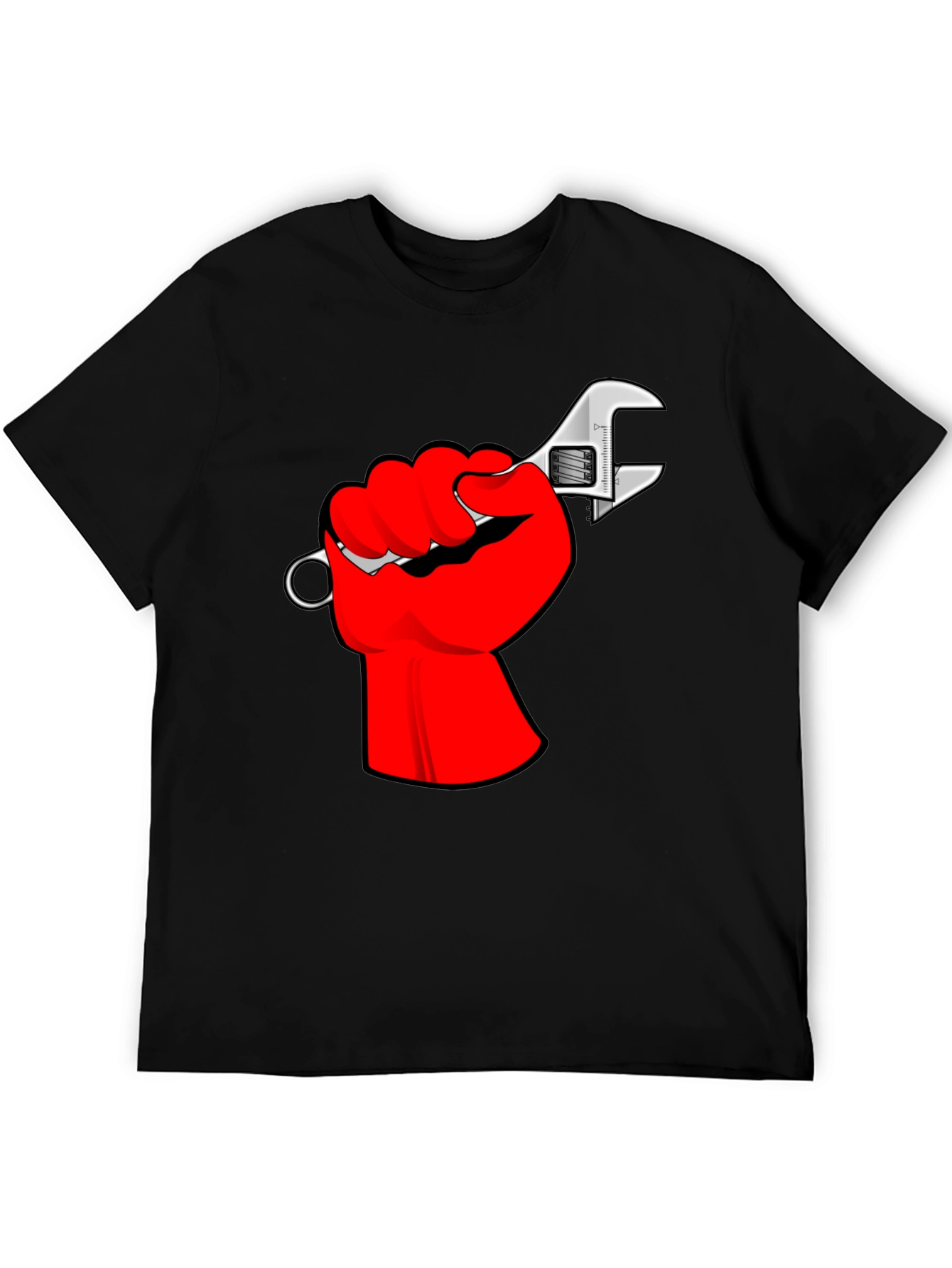 Red Fist Wrench Graphic T-Shirt - Black
