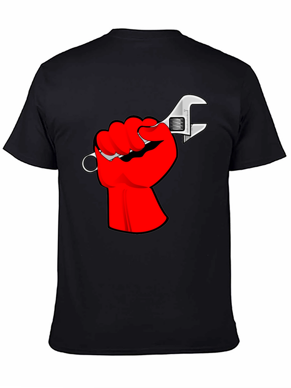 Red Fist Wrench Graphic T-Shirt - Black