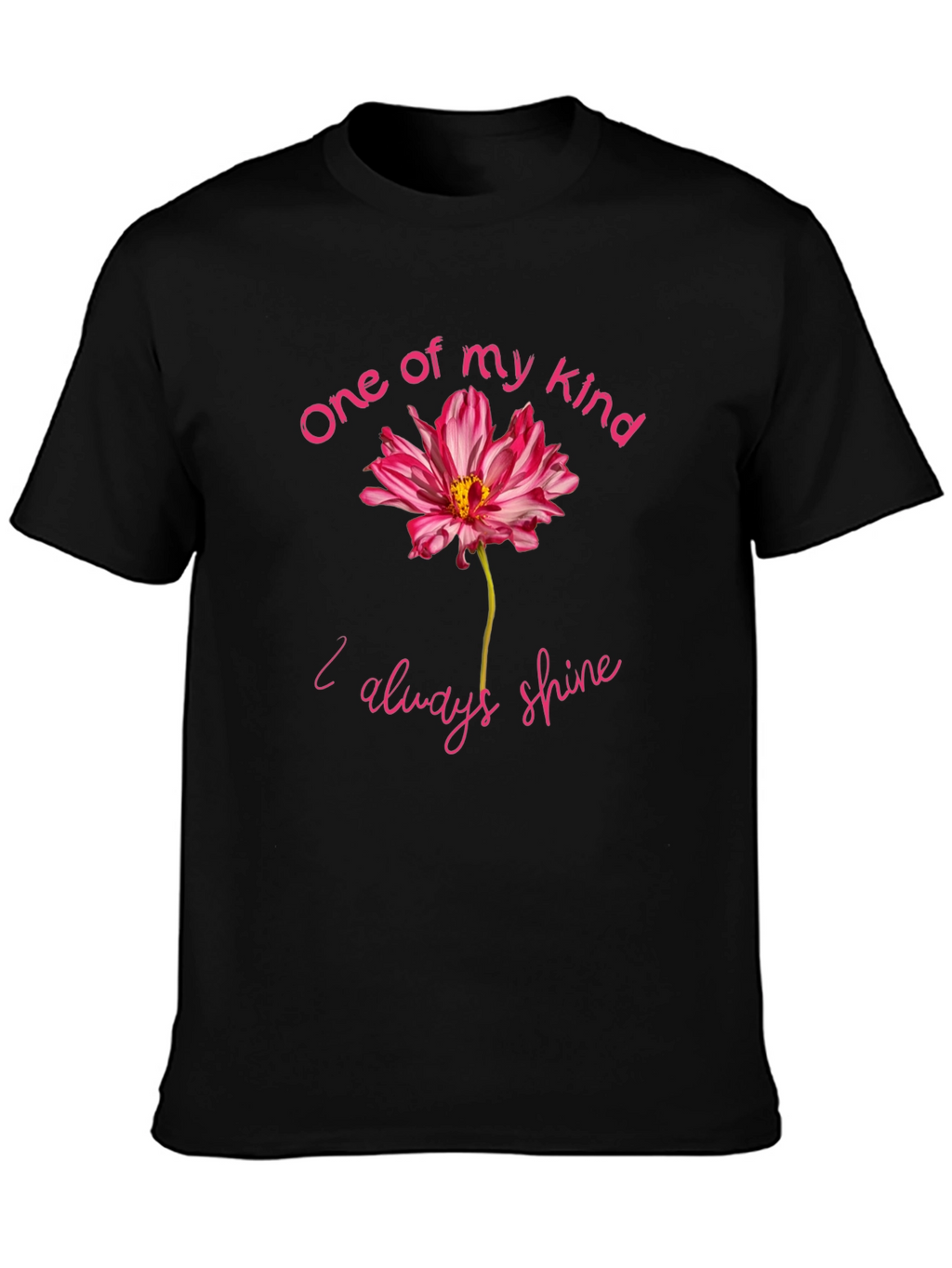 One of a Kind Flower Graphic Black T-Shirt