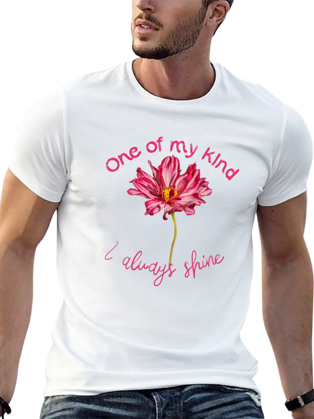 One of a Kind Flower Graphic Black T-Shirt