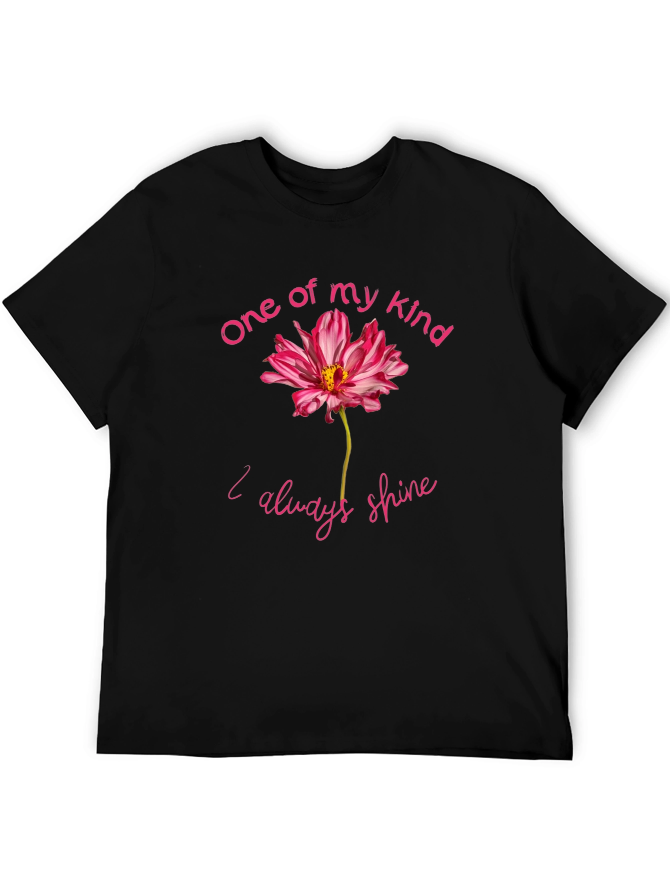 One of a Kind Flower Graphic Black T-Shirt