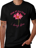 One of a Kind Flower Graphic Black T-Shirt