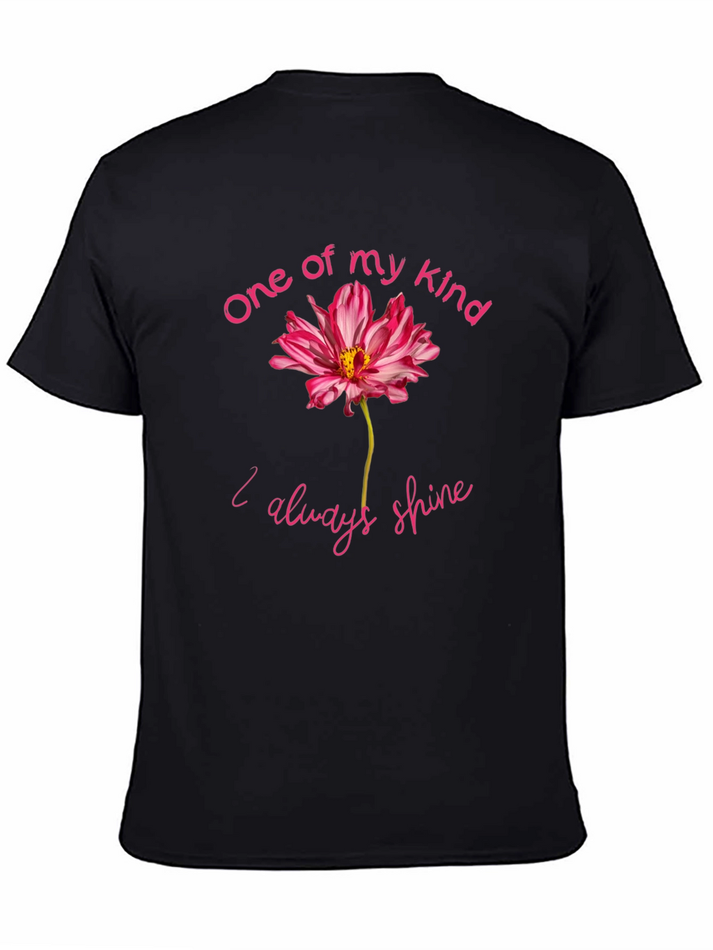 One of a Kind Flower Graphic Black T-Shirt