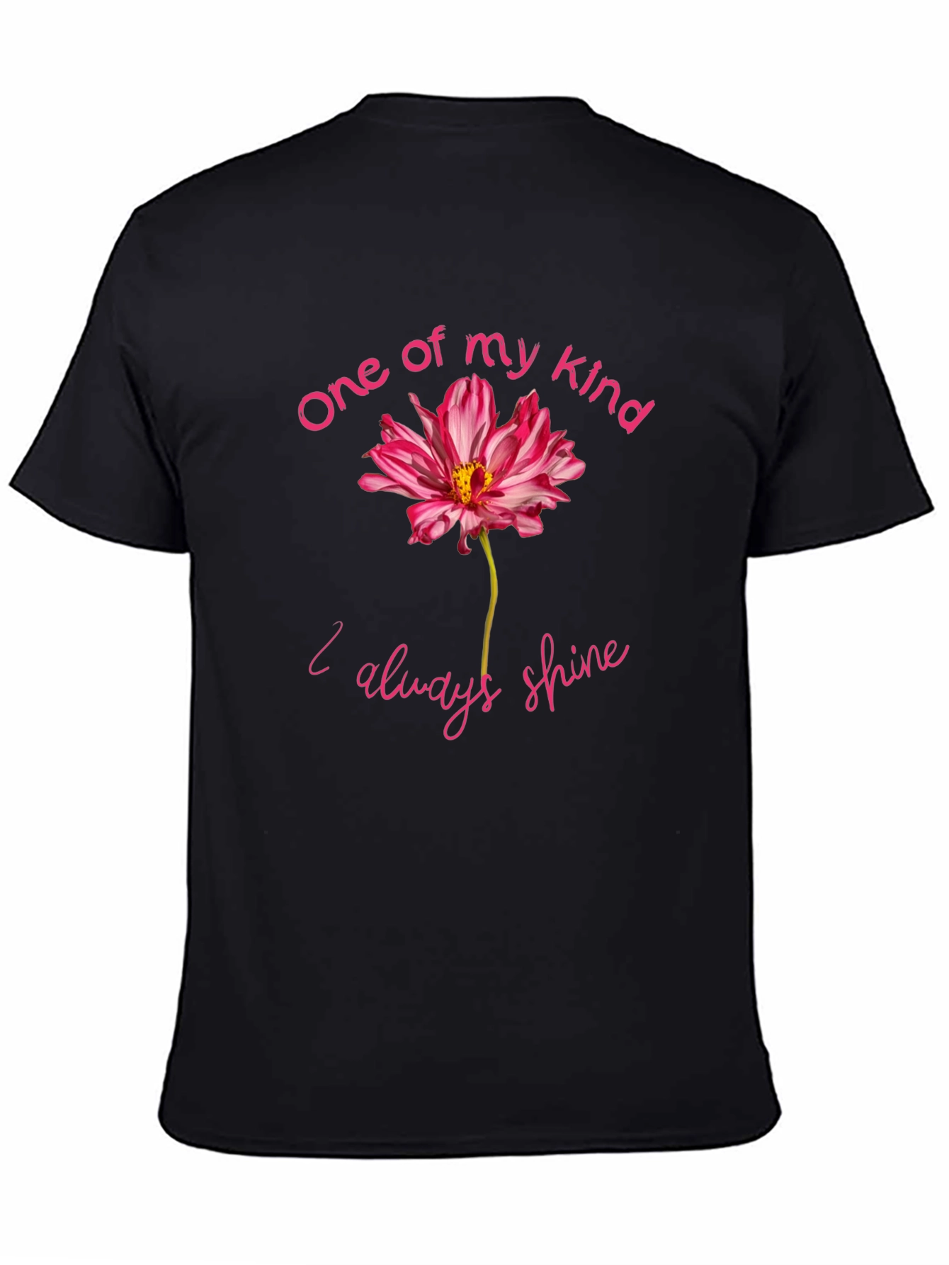 One of a Kind Flower Graphic Black T-Shirt
