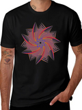 Geometric Swirl Graphic Tee - Black