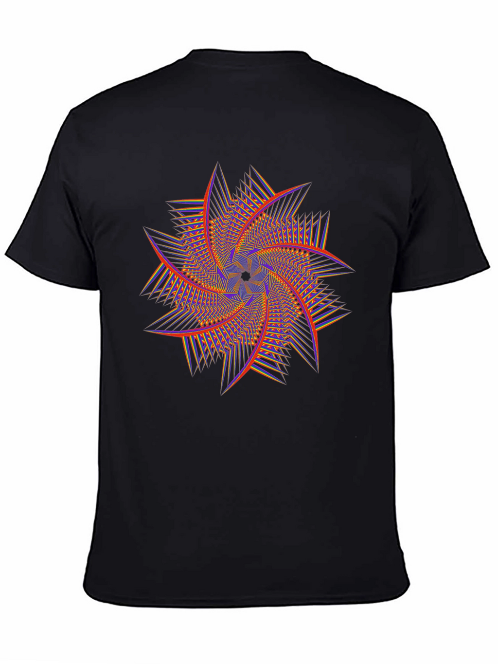 Geometric Swirl Graphic Tee - Black
