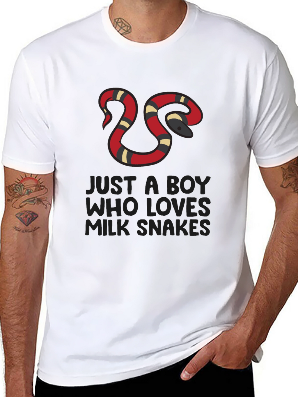 Boy Who Loves Milk Snakes Black T-Shirt