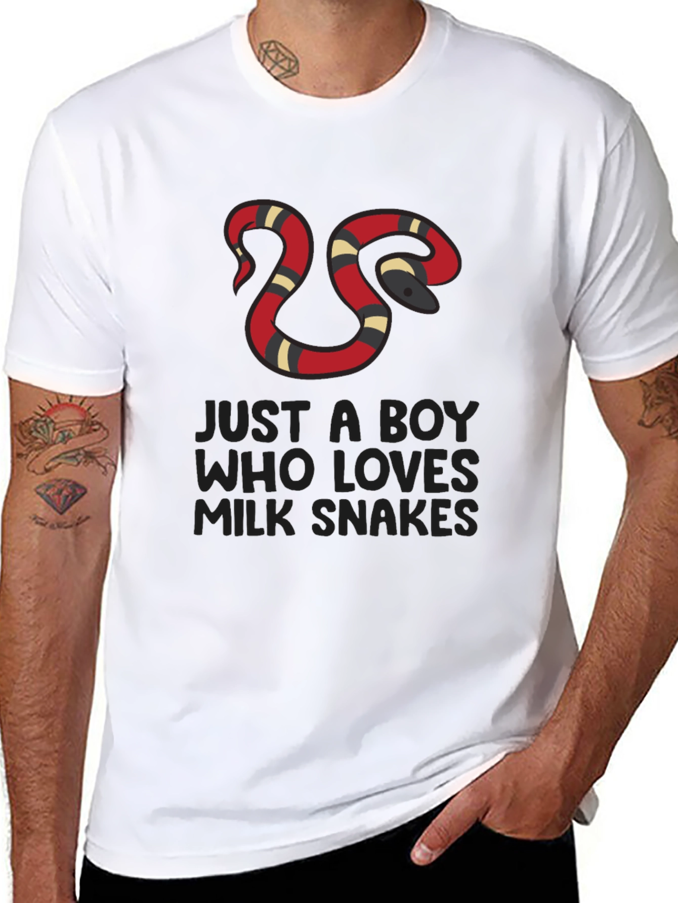Boy Who Loves Milk Snakes Black T-Shirt