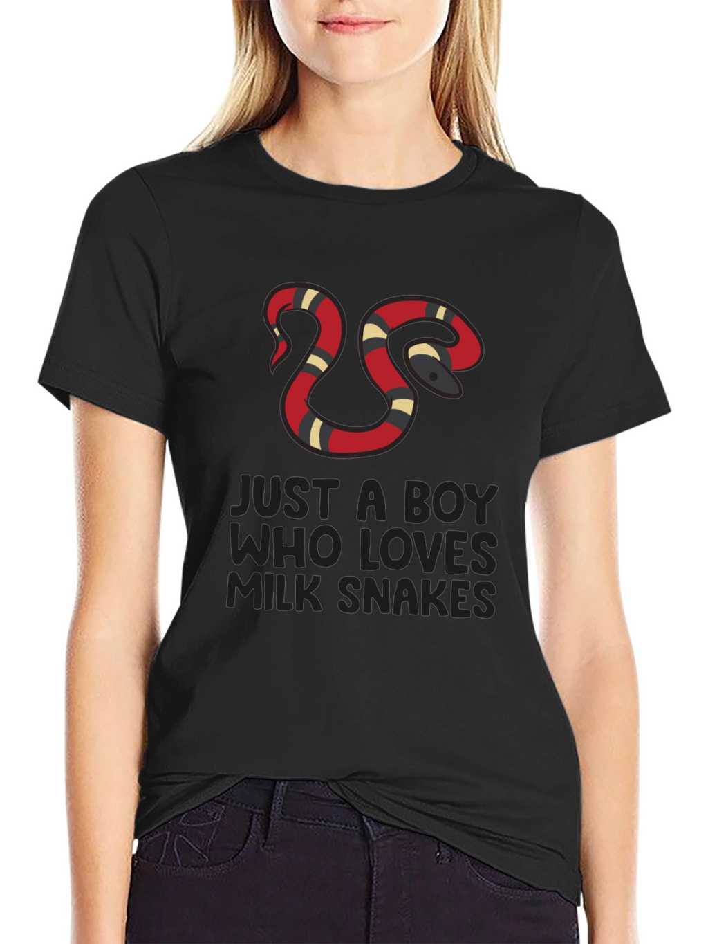 Boy Who Loves Milk Snakes Black T-Shirt