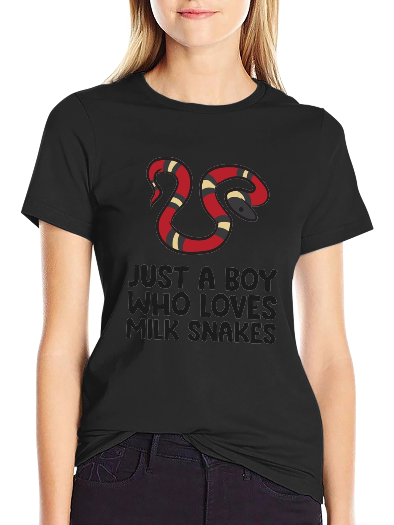 Boy Who Loves Milk Snakes Black T-Shirt
