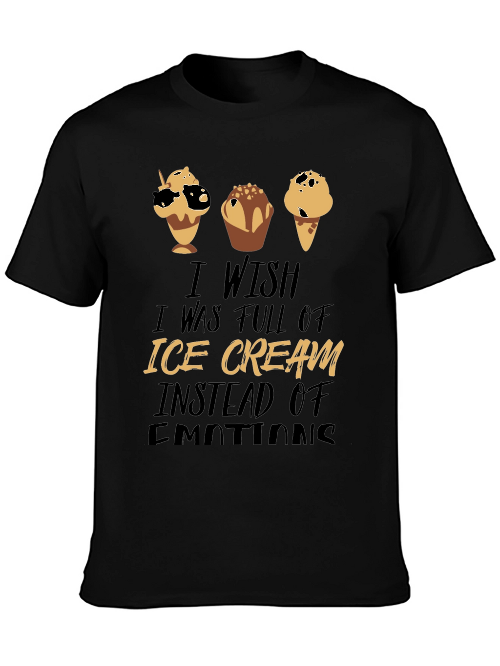 Ice Cream Emotions Black Graphic T-Shirt