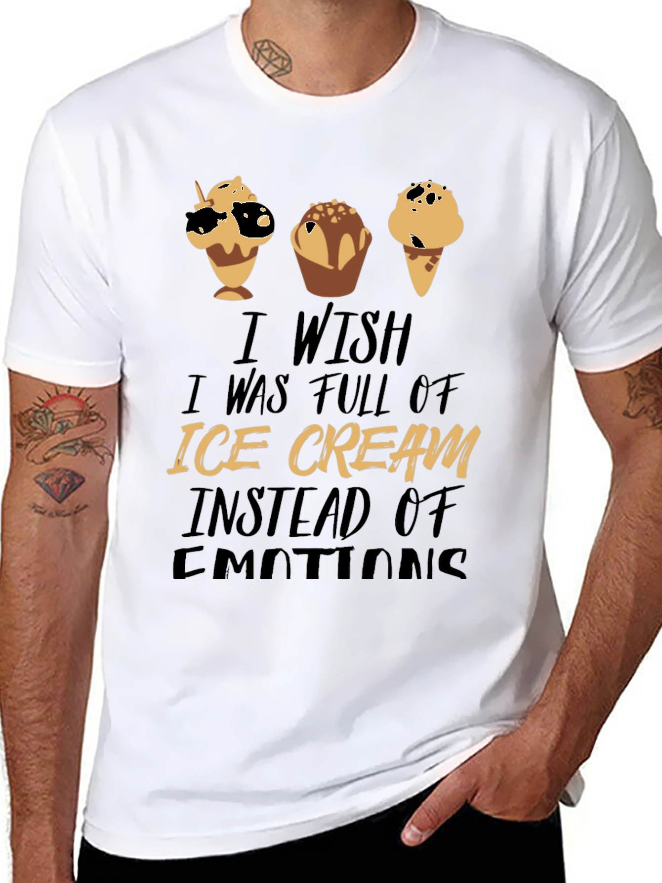 Ice Cream Emotions Black Graphic T-Shirt
