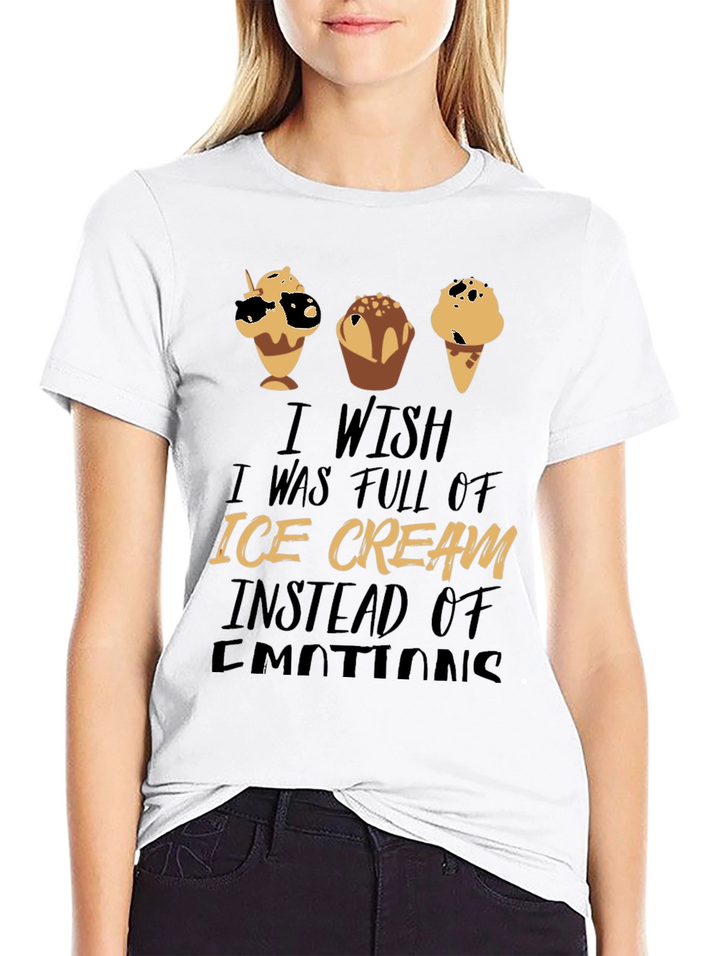 Ice Cream Emotions Black Graphic T-Shirt