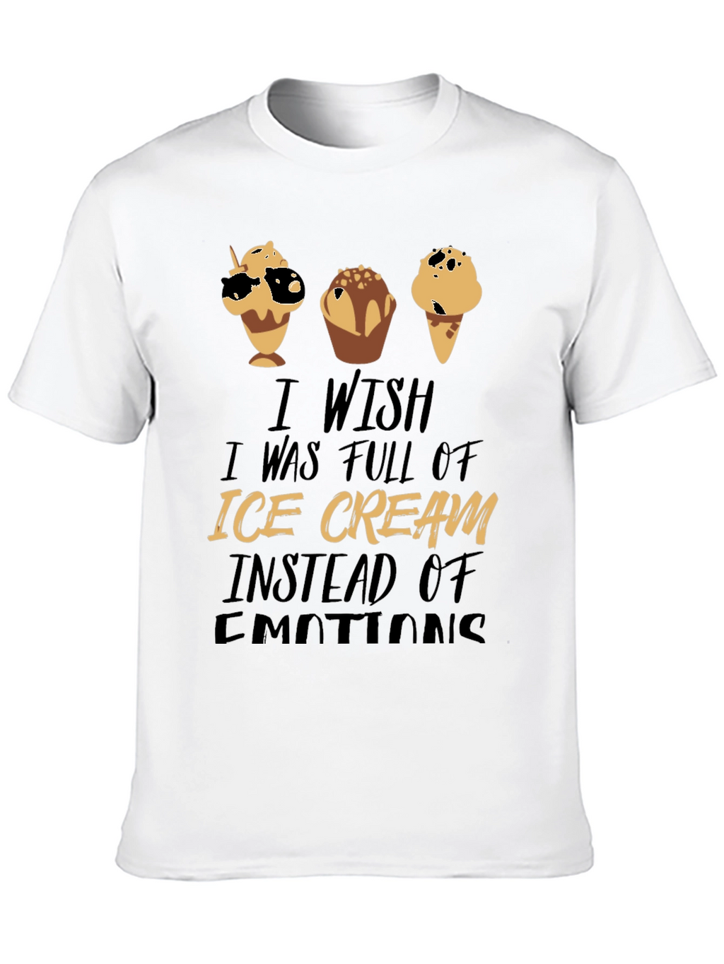 Ice Cream Emotions Black Graphic T-Shirt