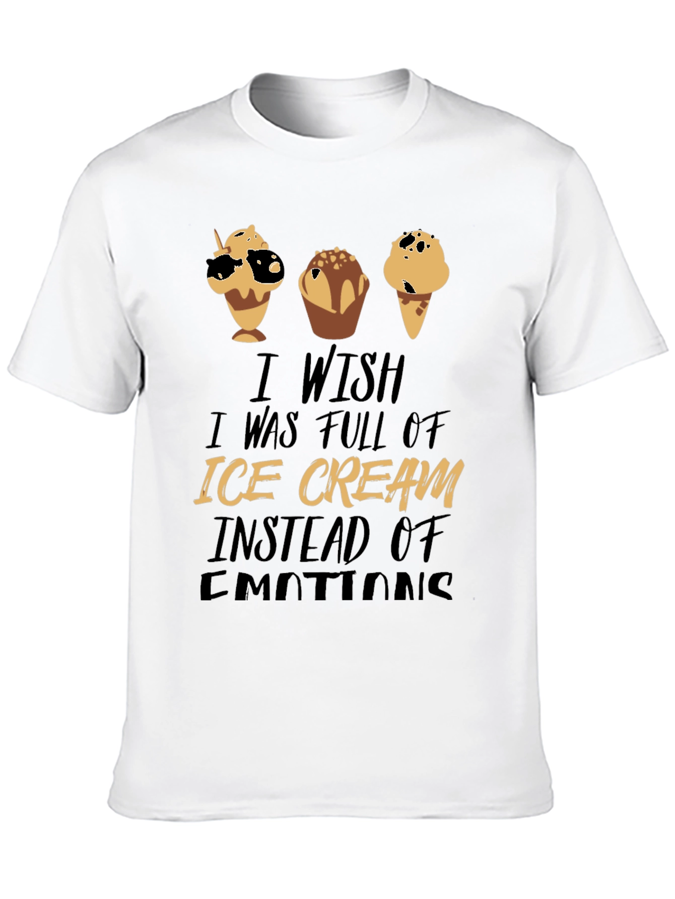 Ice Cream Emotions Black Graphic T-Shirt
