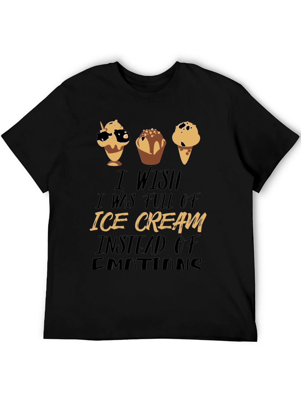 Ice Cream Emotions Black Graphic T-Shirt