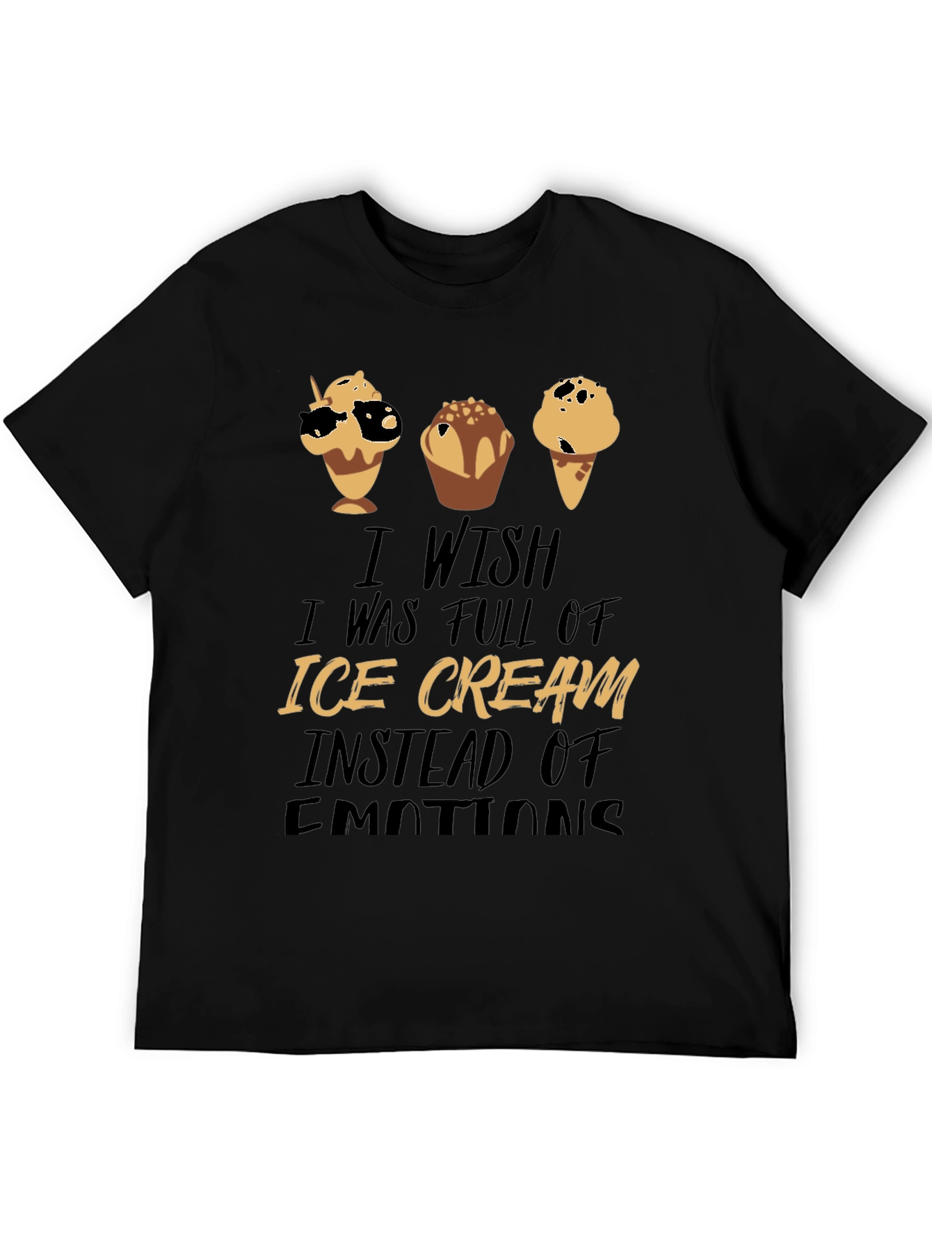 Ice Cream Emotions Black Graphic T-Shirt