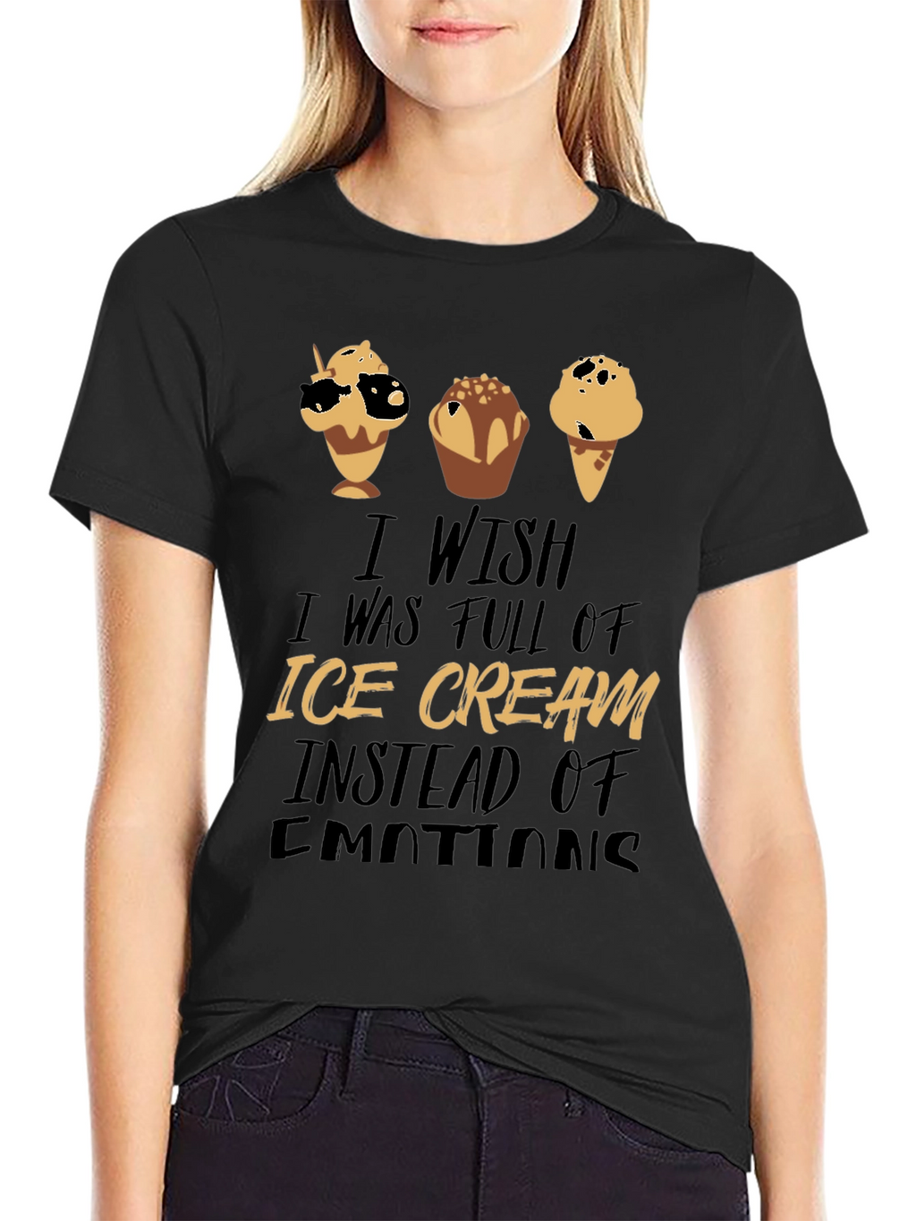 Ice Cream Emotions Black Graphic T-Shirt