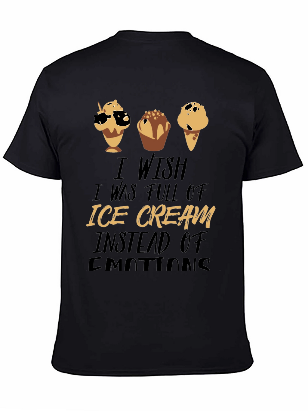 Ice Cream Emotions Black Graphic T-Shirt