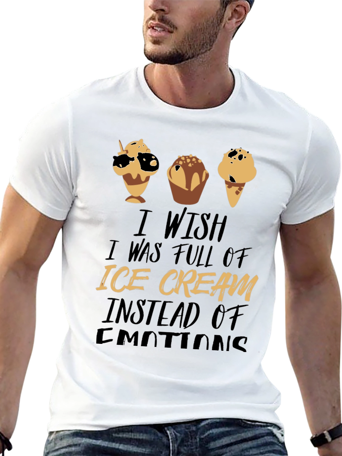 Ice Cream Emotions Black Graphic T-Shirt