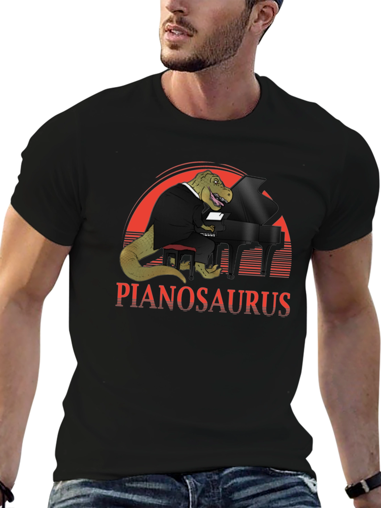 Pianosaurus T-Shirt - Dinosaur Piano Player Tee