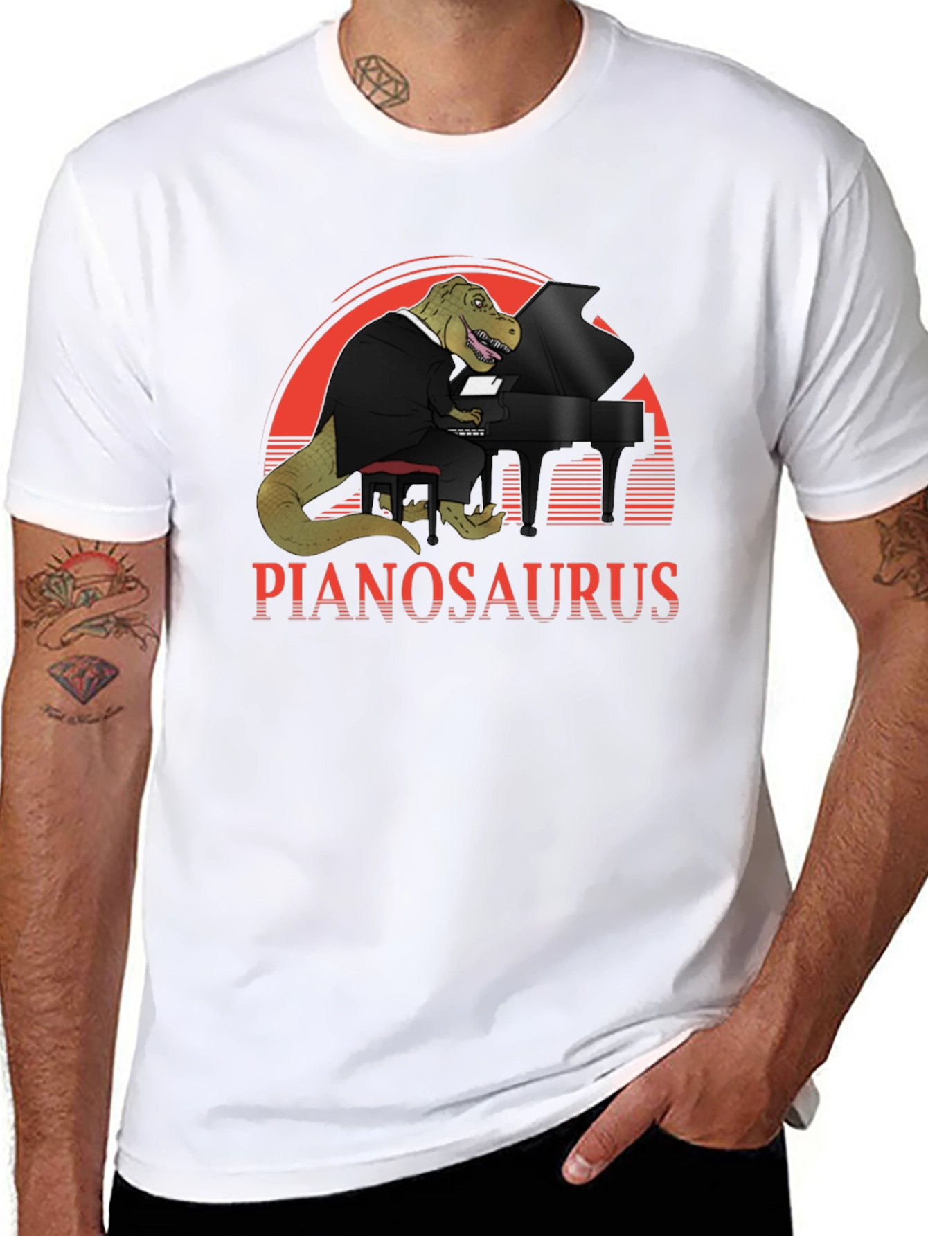 Pianosaurus T-Shirt - Dinosaur Piano Player Tee