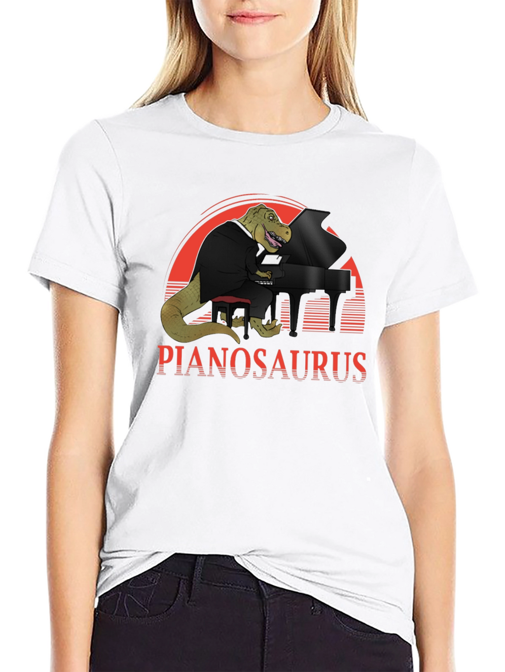Pianosaurus T-Shirt - Dinosaur Piano Player Tee