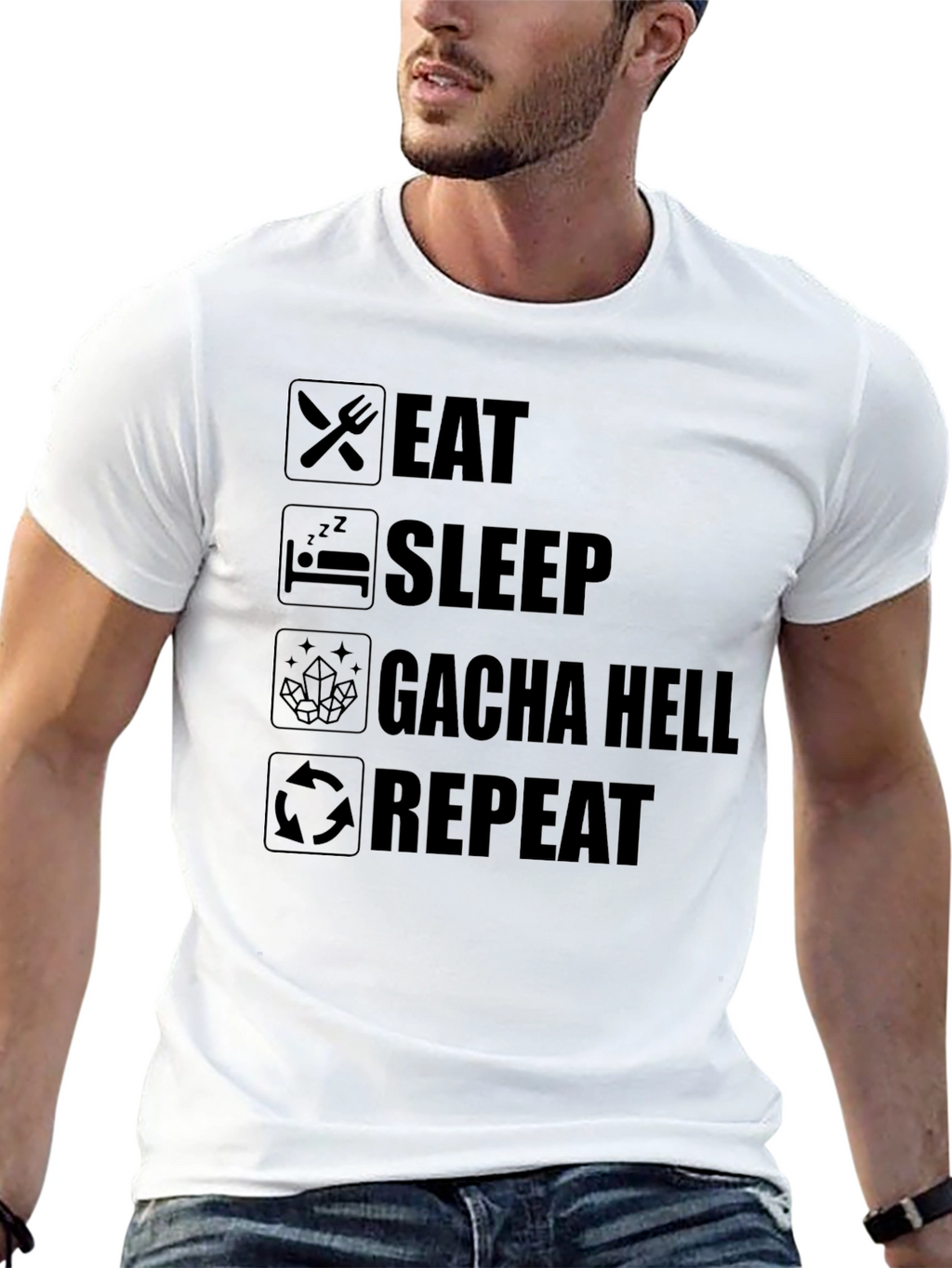 Eat Sleep Gacha Hell Repeat T-Shirt