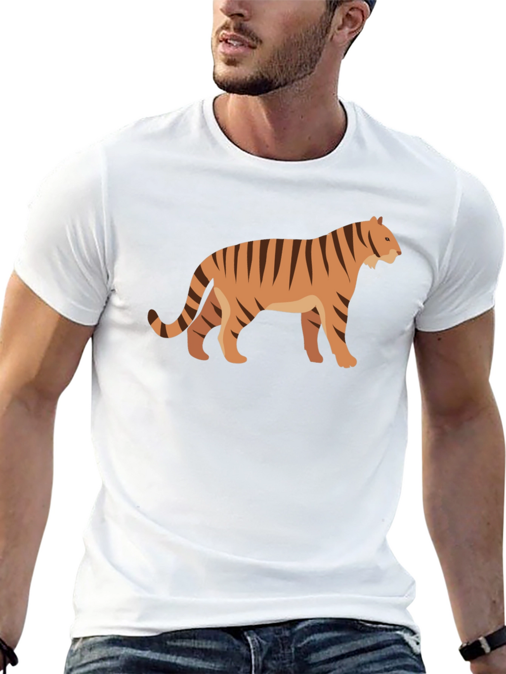 Tiger Graphic Tee - Black Cotton T-Shirt