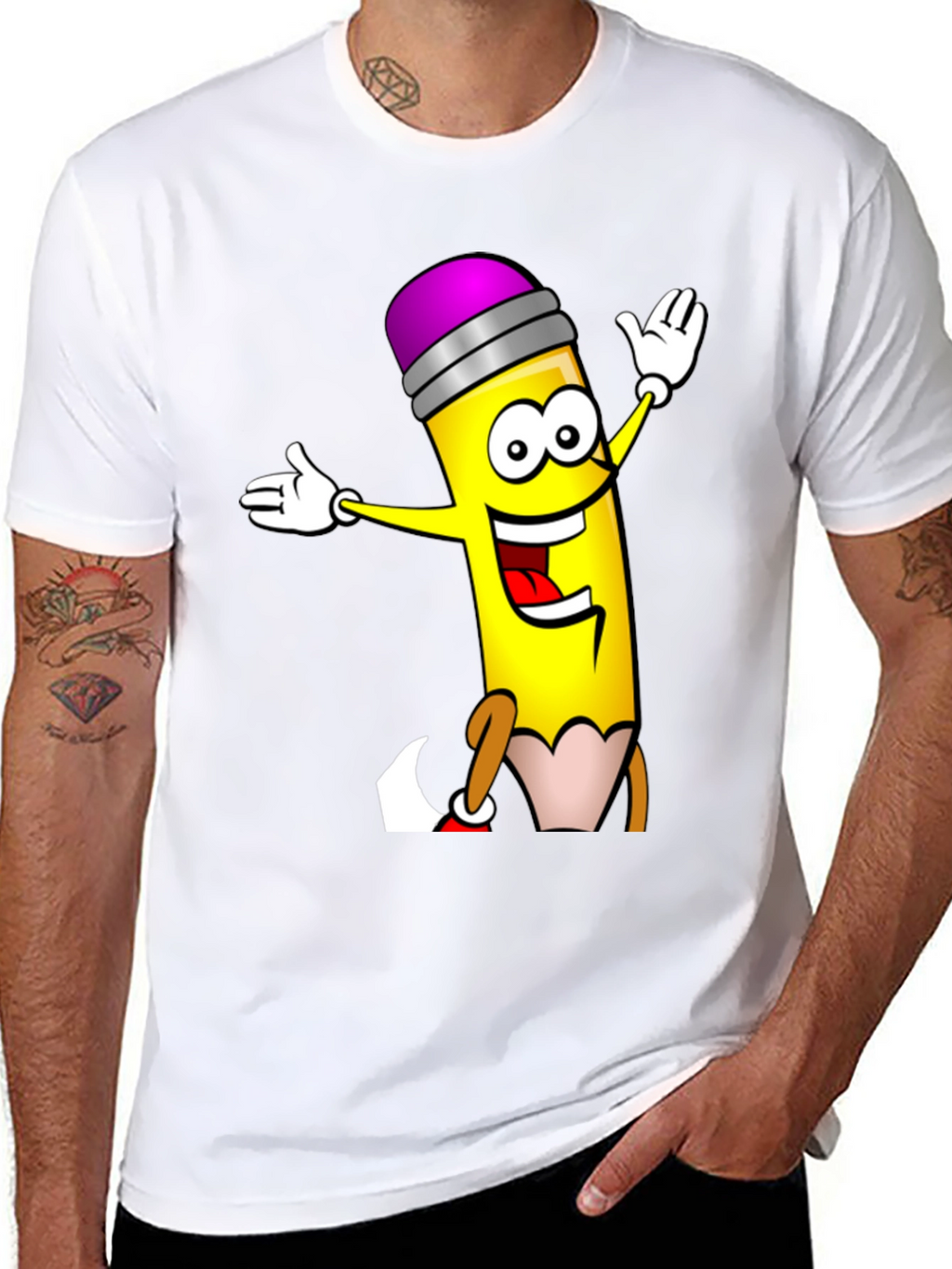 Fun Cartoon Pencil Graphic T-Shirt