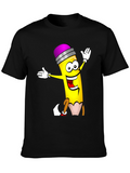 Fun Cartoon Pencil Graphic T-Shirt