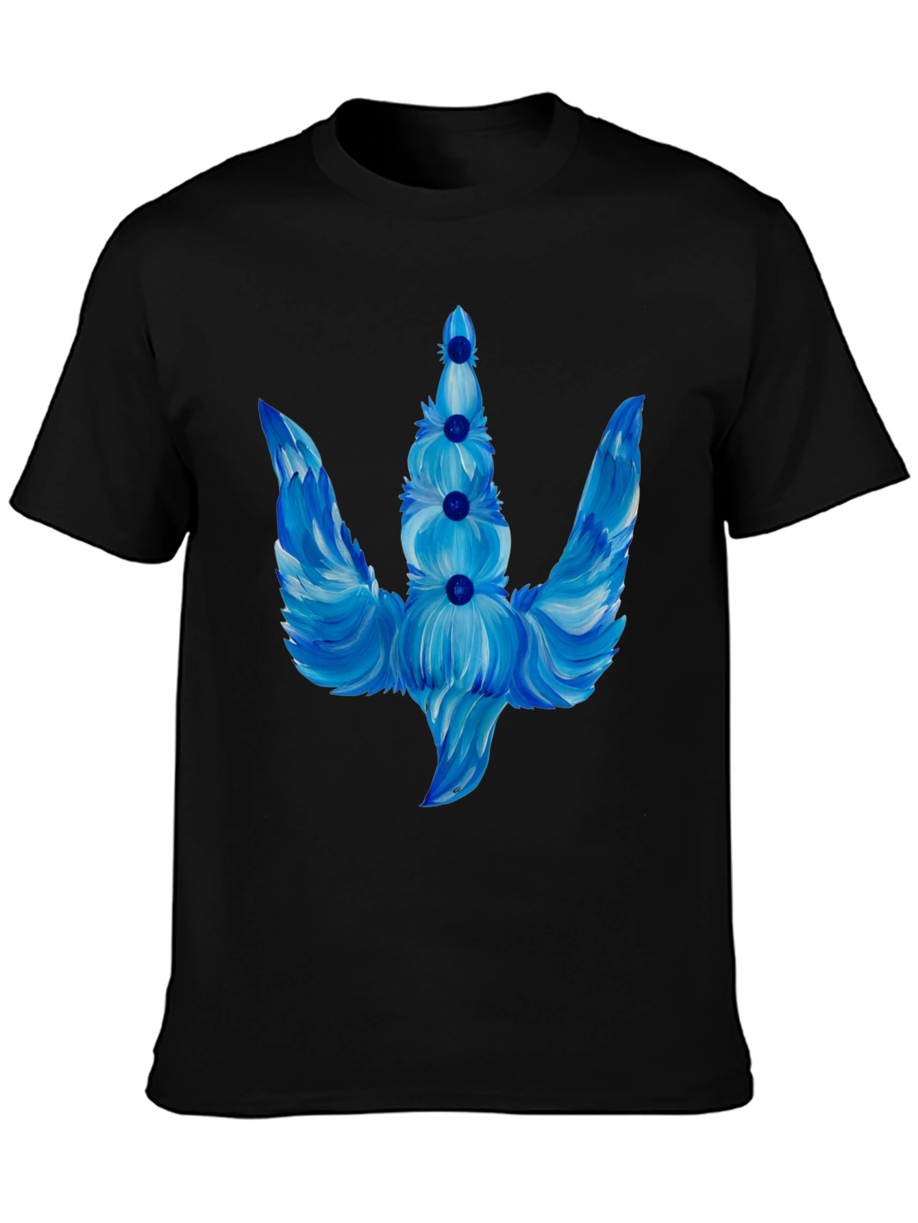 Blue Floral Trident Graphic T-Shirt