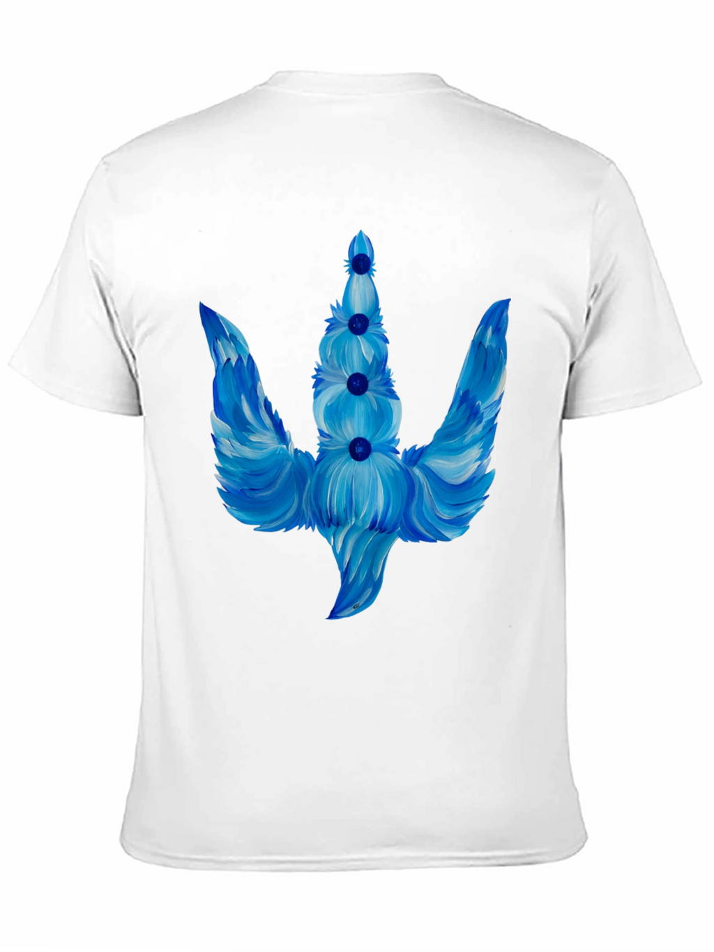 Blue Floral Trident Graphic T-Shirt