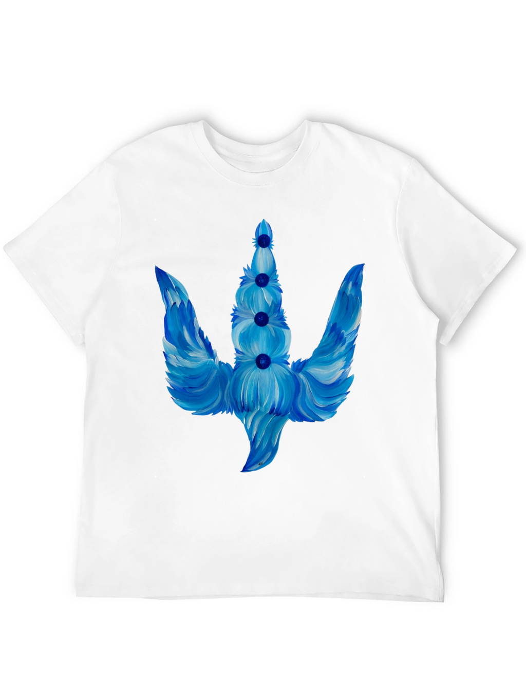 Blue Floral Trident Graphic T-Shirt