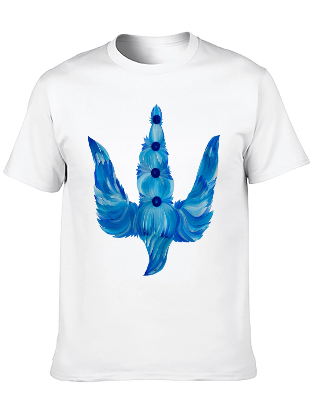 Blue Floral Trident Graphic T-Shirt