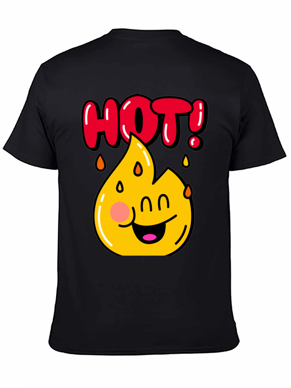 Funny Hot Flame Graphic Black T-Shirt