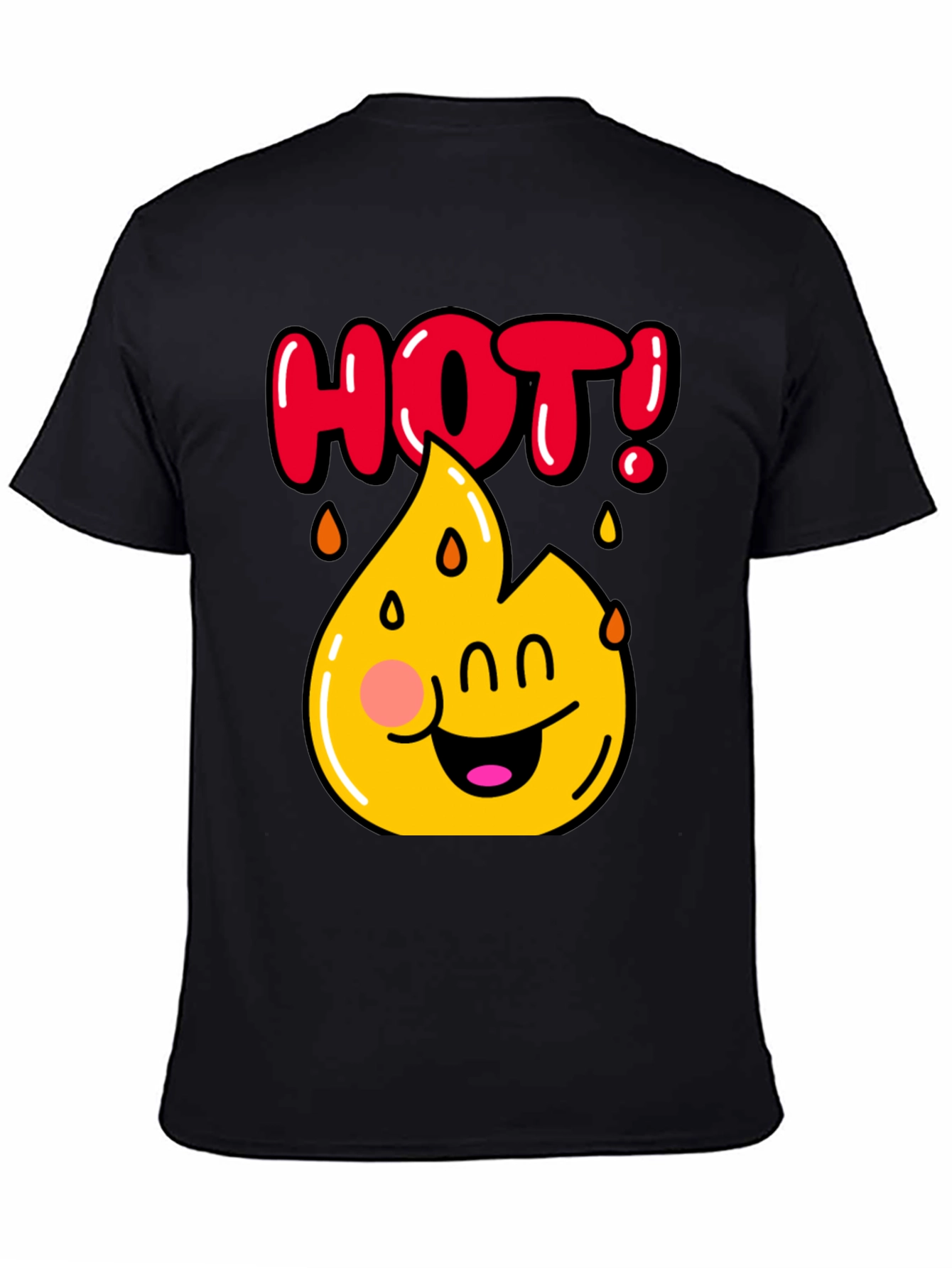 Funny Hot Flame Graphic Black T-Shirt