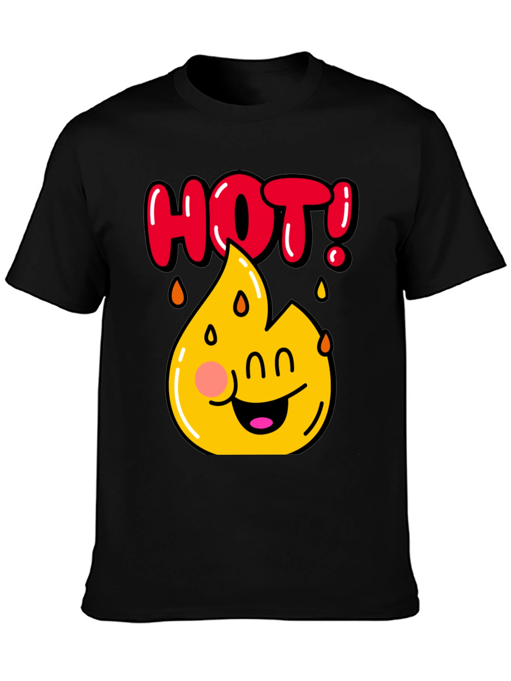 Funny Hot Flame Graphic Black T-Shirt