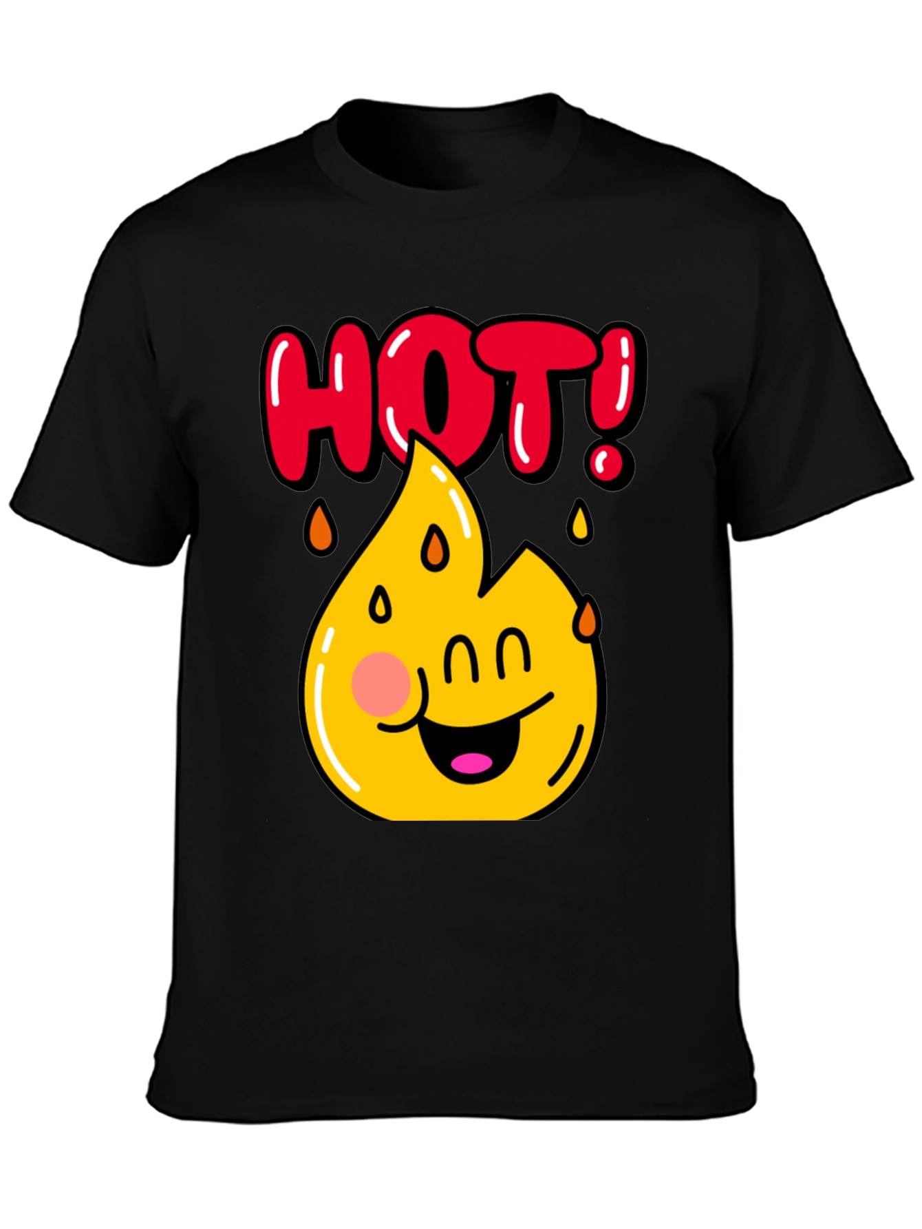 Funny Hot Flame Graphic Black T-Shirt