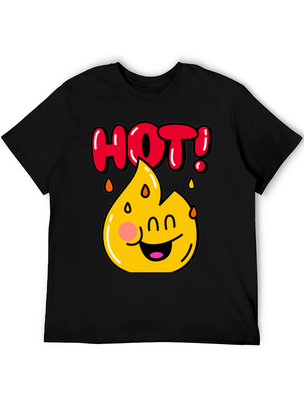 Funny Hot Flame Graphic Black T-Shirt