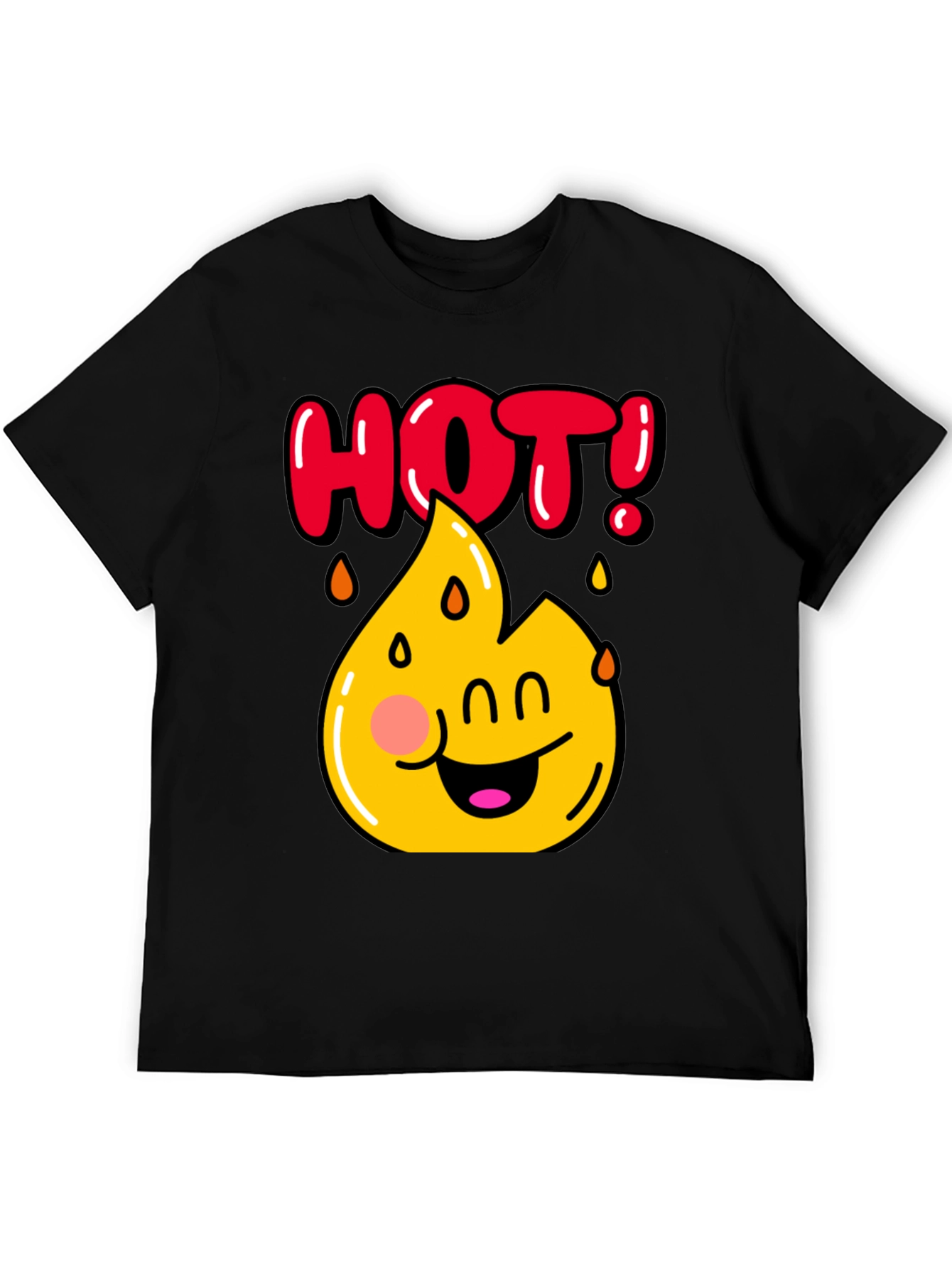 Funny Hot Flame Graphic Black T-Shirt